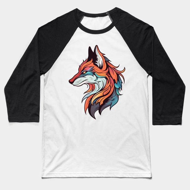 Neo Traditional Fox Baseball T-Shirt by FluffigerSchuh